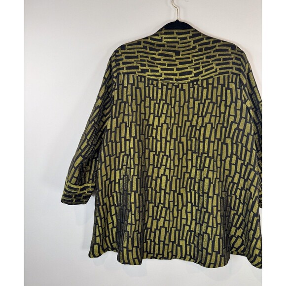 Saint Gil Womens Jacket Green Abstract Jacquard One Button 3/4 Sleeve Classic XL - Picture 8 of 12